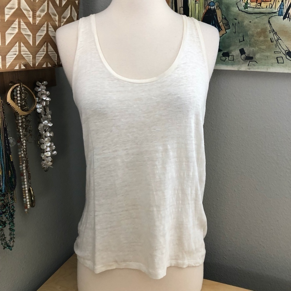 Sandro Paris Linen Lattice Back Tank Top - Picture 2 of 10